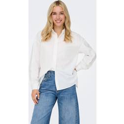 Only L S Shirt WVN Långärmade Skjortor - Bright White