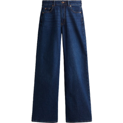H&M Denim Wide High Jeans - Marinblå