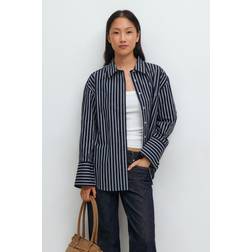 Gina Tricot Randig Poplin Skjorta - Marinblå Blå