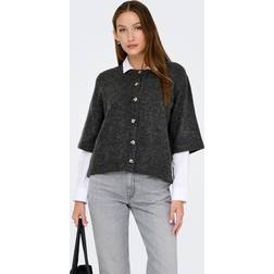 Only Cardigan Strikket Med Korte Ærmer - Dark Grey Melange