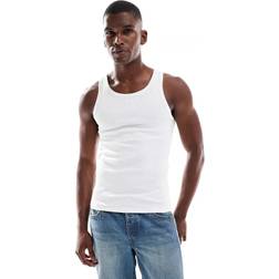 New Look Muscle Fit Ribbed Vest - White
