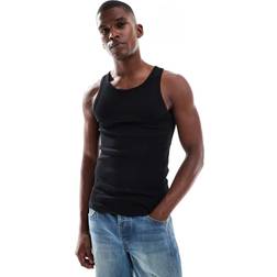 New Look Muscle Fit Ribbed Vest - Black