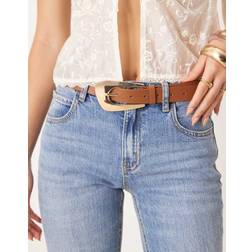 Gina Tricot Hip Belt With Gold Buckle - Brown