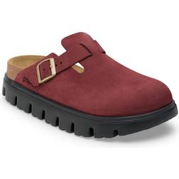 Birkenstock Thick Suede Leather Sandals Boston Papillio - Rouge
