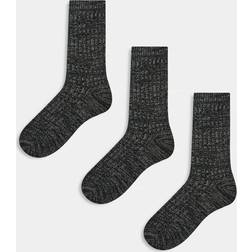 New Look 3 Pack Heavyweight Ribbed Socks - Dark Grey