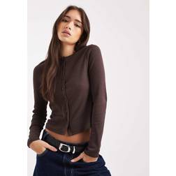 New Look Crew Neck Cardigan - Brown