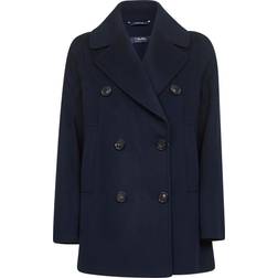 Max Mara Caban Virgin Wool Pea Coat - Blue
