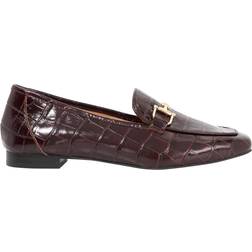 Dune London Grained Leather Square Toe Loafers - Burgundy