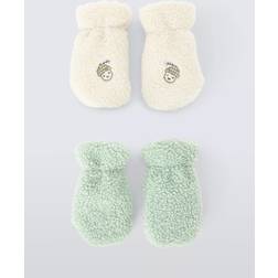 John Lewis Baby Acorn Mittens Pack of 2 - Cream/Aqua