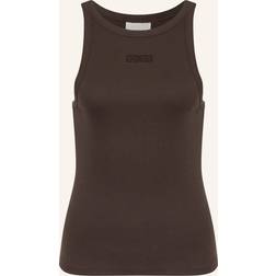 Gestuz Gzdrew Rhinestone Logo Tank T-Shirts - Mørkebrun