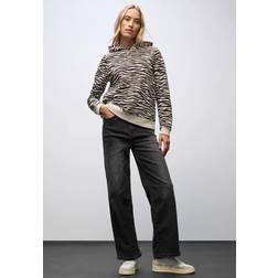 Street One Damen Gemusterter Hoodie - Braun