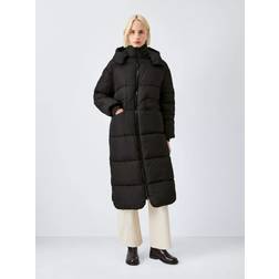 John Lewis Longline Hooded Puffer Coat - Black