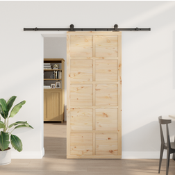 vidaXL Brun 90 208 cm Massiv Furu Skjutdörr (x)