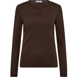 Co'Couture Embroidery LS Tee - Dark Brown
