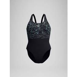 Speedo Hyperboom Placement Muscleback Swimsuit - Black/Green