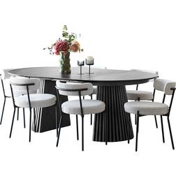 Ebuy24 Tokyo Matgrupp Matbord 2 Iläggsskivor Ø120x120-160-200 cm Bordsgrupp