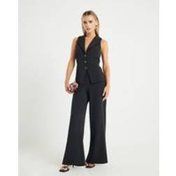 River Island Petite Sleeveless Ruched Waist Jumpsuit - Black
