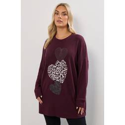 Yours Soft Touch Embellishment Heart Jumper - Purple