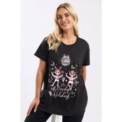Yours Embellished Novelty T-Shirt - Black