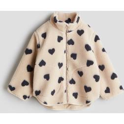 H&M Hearts Teddy Jacket - Beige/Black