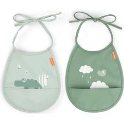 Done by Deer Tiny Pocket Bibs 2-pack Croco Green