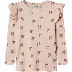 Lil'Atelier Nmfgavo Eko Ls Slim Top Lil Noos - Grå/Pink