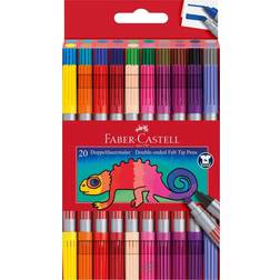Faber-Castell Double Ended Felt Tip Pen Plastic Wallet of 20