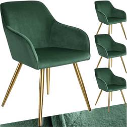 tectake Marilyn Dark Green/Gold Kitchen Chair 82cm 4pcs