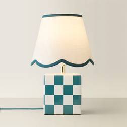 ValueLights Evie Ceramic Cube Checkered 40cm H x 25.5cm D Table Lamp