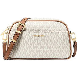 Michael Kors Jet Set Small Signature Logo Camera Crossbody Bag - Beige