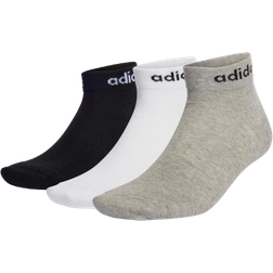 adidas Think Linear Ankle Socks 3-pack - Medium Grey Heather/White/Black
