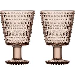 Iittala Kastehelmi på Fot 26 cl 2-pack Linne Beige Dricksglas 26cl 2st