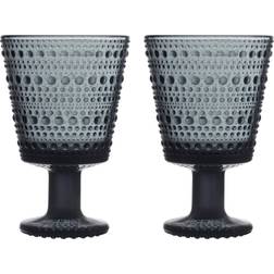 Iittala Kastehelmi På Fot 26 Cl 2-Pack Mörkgrå Dricksglas 26cl 2st