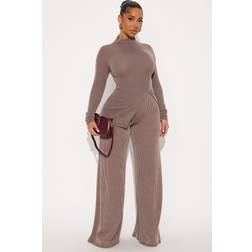 Fashion Nova Joelle Ribbed Pant Set - Brown