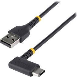 StarTech fot USB A C laddningskabel, rät vinkel USB-C-kabel 2.0 robust Aramidfiber, 3A 0.3m