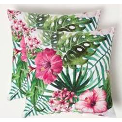 Homescapes Botanical Flower Outdoor Cushion 45 x 45 cm Set of 2 Complete Decoration Pillows Multicolour
