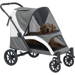 Pawhut Foldable Pet Stroller for Large Dogs Dark Grey