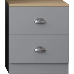 Fwstyle Esher Matt Grey/Oak Bedside Table 39x40cm