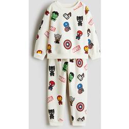 H&M Comics 2-Piece Printed Sweatshirt Set - Ljusbeige/Marvel