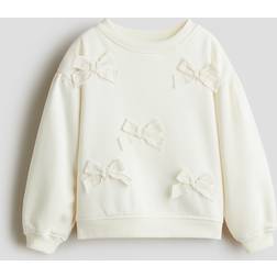 H&M Appliquéd Brushed Inside Sweatshirt - Cream/Bows