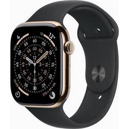 Apple Watch Series 11, Gold Titanium, 46mm, GPS + Cellular, Sport Band Black