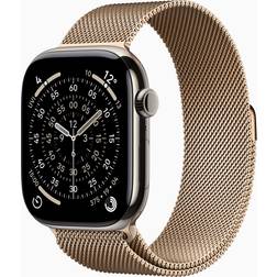 Apple Watch Series 11, Titanium, 42mm, GPS + Cellular, Milanese Loop Gold