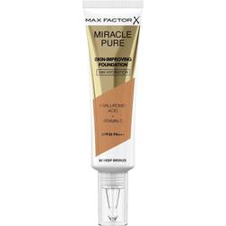 Max Factor Miracle Pure Skin-Improving Foundation 82 Deep Bronze SPF30 For Women, 30 ml