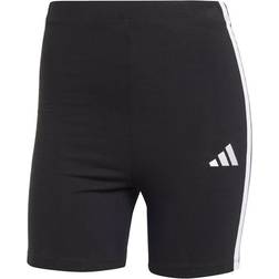 adidas Women Essentials 3 Stripes High Waisted Biker Shorts - Black/White