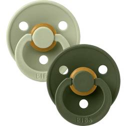 Bibs Colour Pacifier Latex Round Size 2 2-pack Sage/Hunter Green