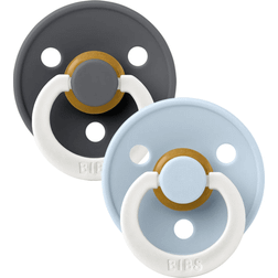 Bibs Colour Glow Pacifier Latex Round Size 2 2-pack Iron/Baby Blue