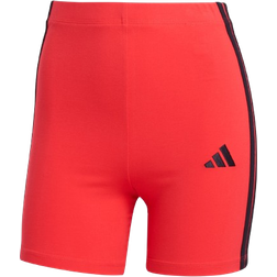 adidas Women Essentials 3 Stripes High Waisted Biker Shorts - Pure Ruby/Black