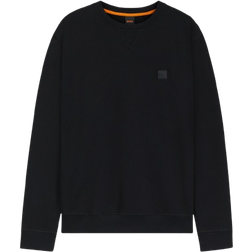 HUGO BOSS Cotton Terry Sweatshirt with Logo Patch - Black