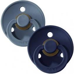 Bibs Colour Pacifier Latex Round Size 2 2-pack Deep Space/Petrol
