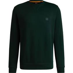 BOSS Cotton Terry Sweatshirt with Logo Patch - Open Green